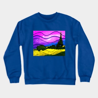 Wheat Field with Cypresses by Van Gogh (Remix by SABRE) Crewneck Sweatshirt